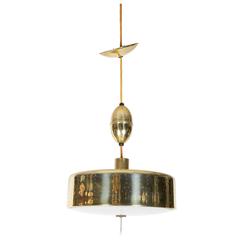 Adjustable Drum Pendant Light in Perforated Brass 4