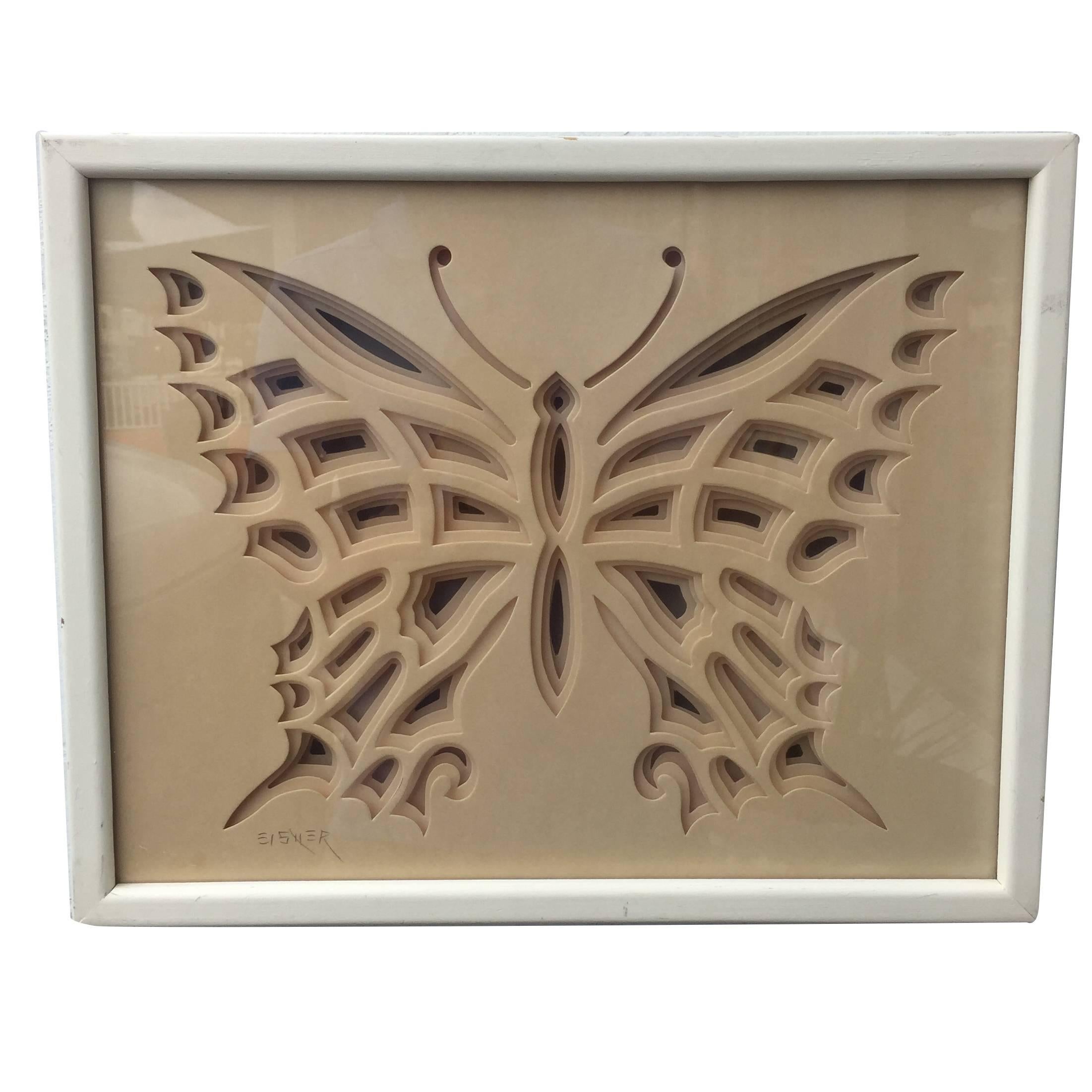 Jack Eisner Three Dimensional Paper Butterfly Sculpture, circa 1970s For Sale