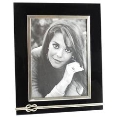 Mid-Century Modernist Black Lucite and Chrome Picture Photo Frame, circa 1970s 3