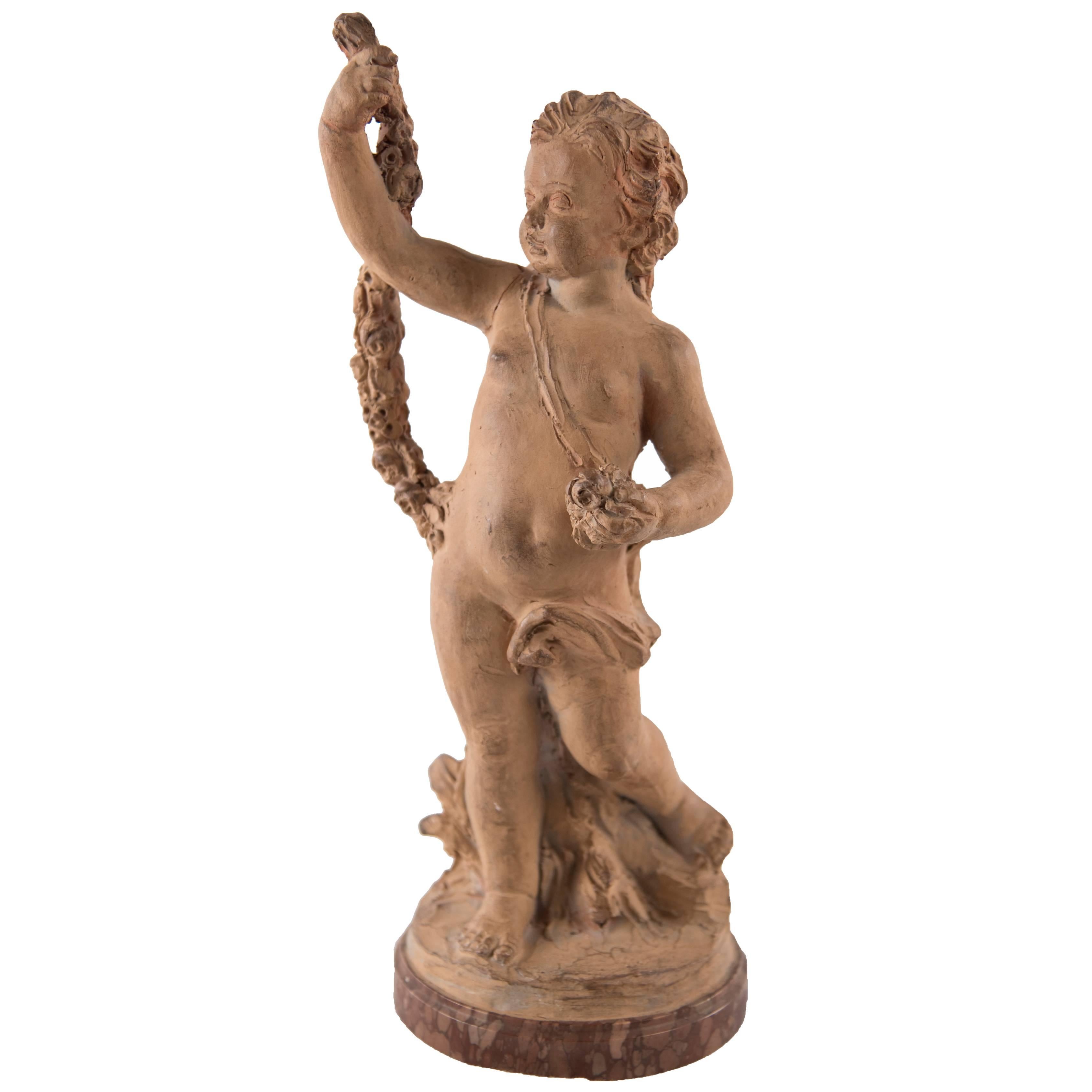 18th Century Terracotta Cherub Figurine For Sale