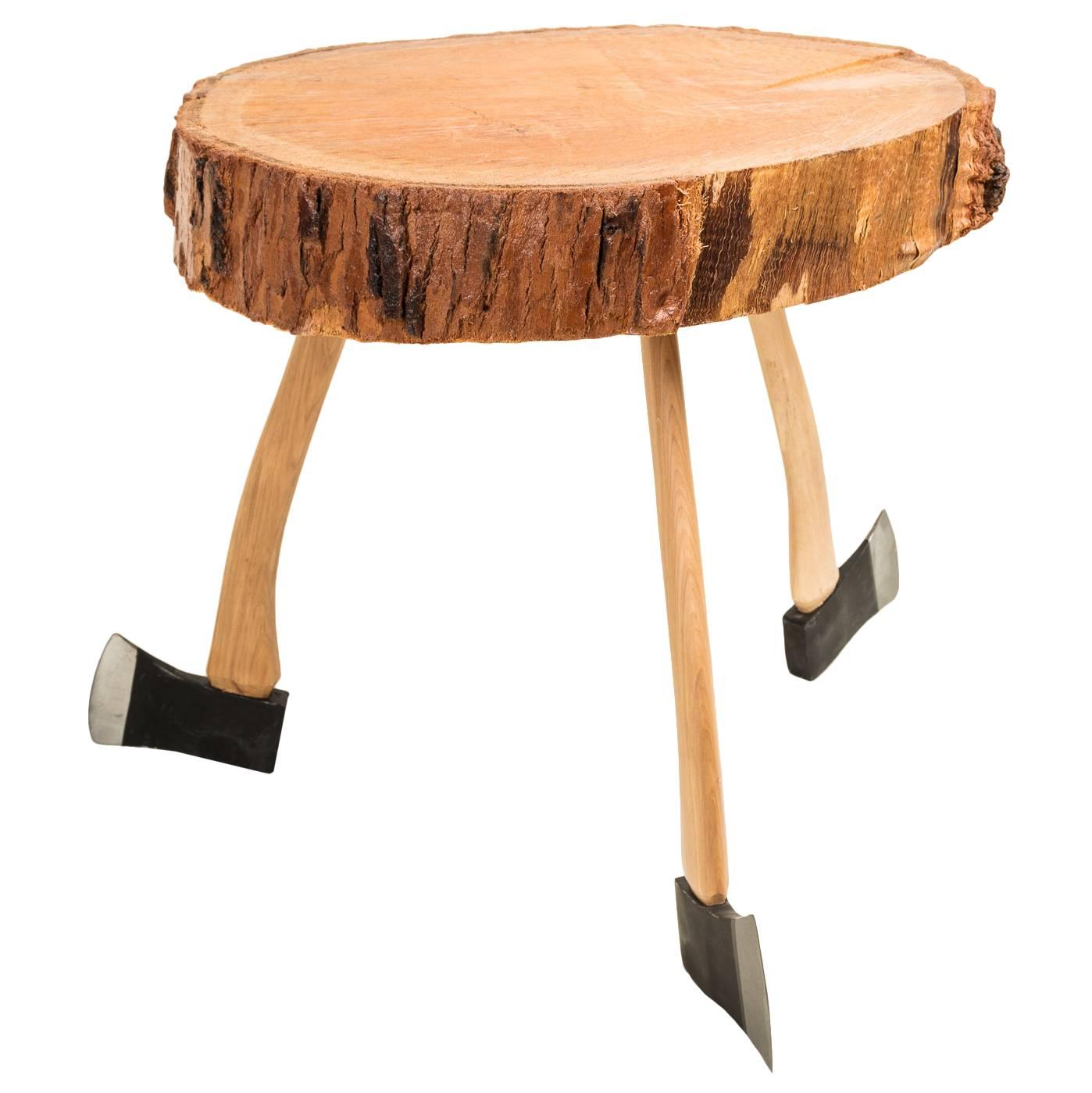 Axe Handle Base Rustic Pine Coffee Table For Sale