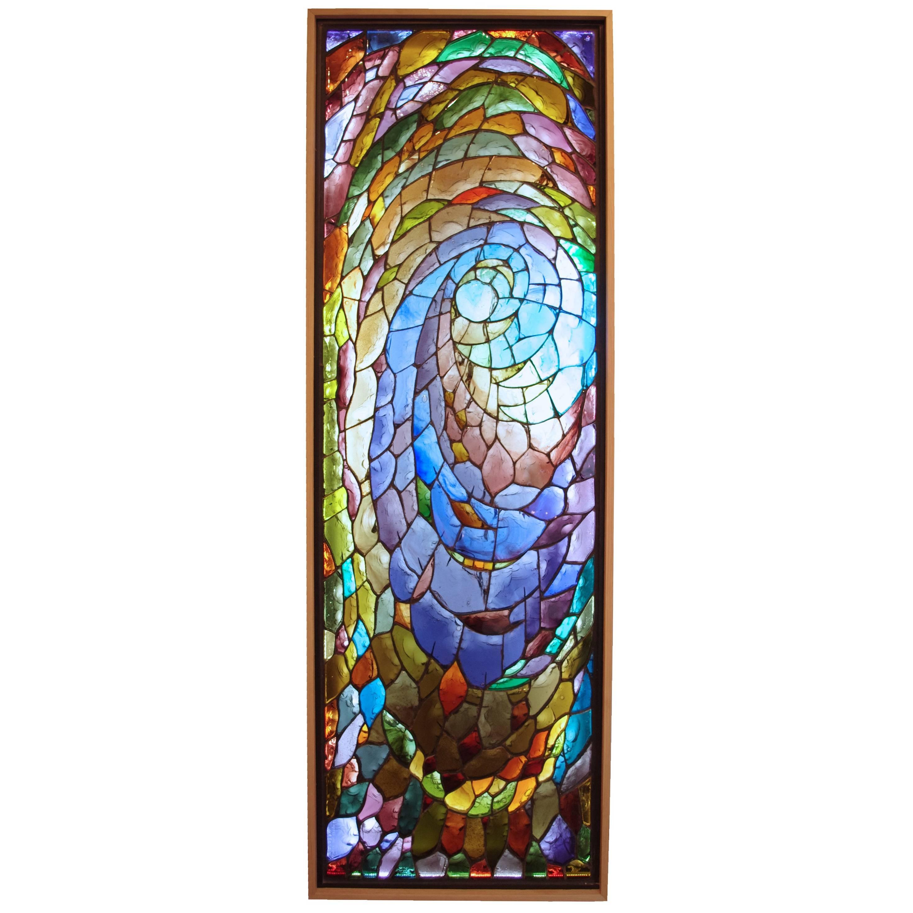 Stained Glass Framed Signed by Victor Deniau
