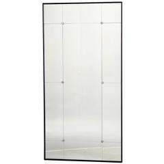 Mid-Century Multi-Part Mirror with Black Wooden Frame and Chrome Details