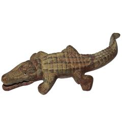 19th Century Original Painted Cast Iron Alligator