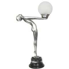 Silver Art Deco Style Lamp Fashioned after "Clarté" by Max Le Verrier 9