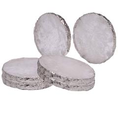 Group of Six Circular Rock Crystal Coasters