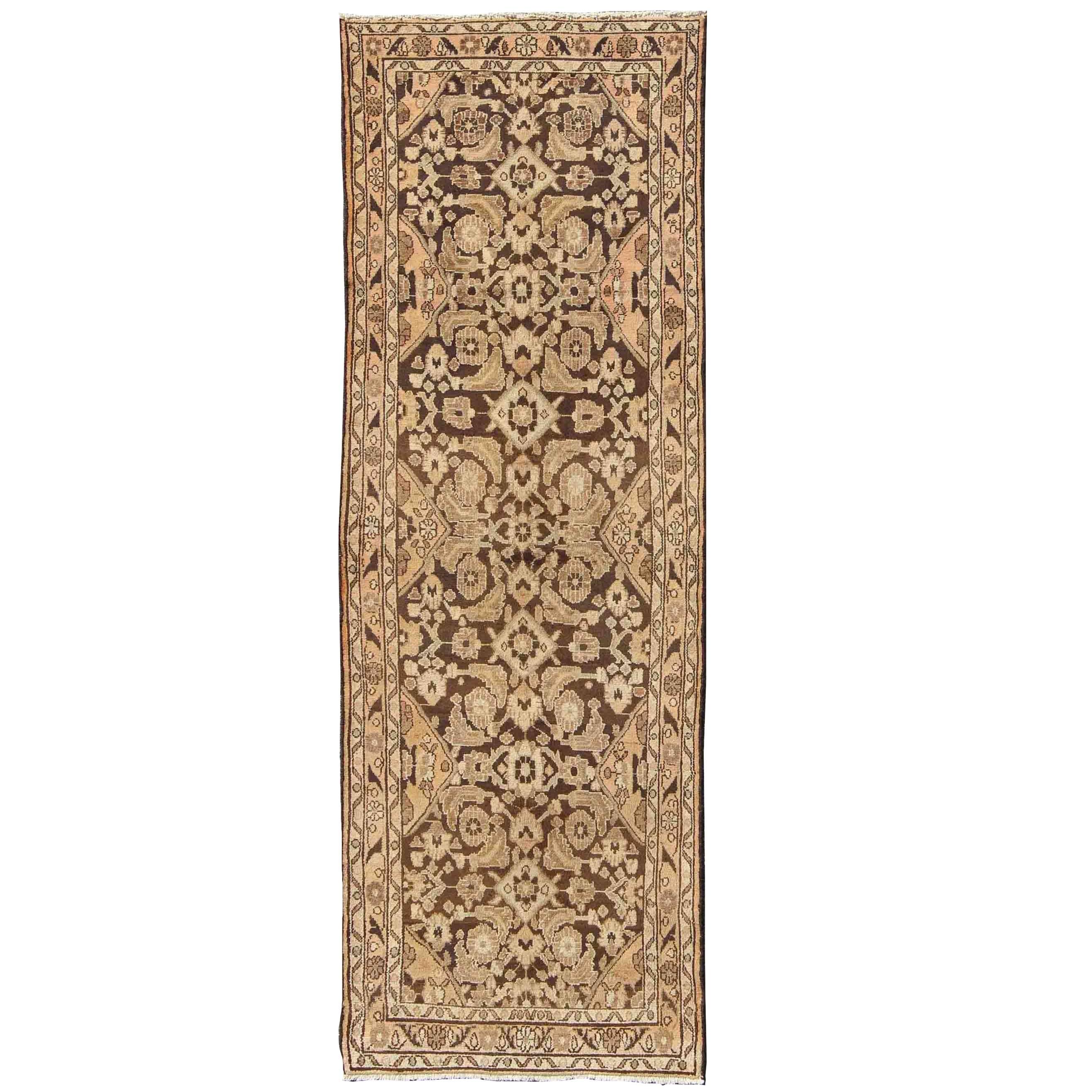 Vintage Hamedan with Intricate Flowers and Vines in Earth Tones For Sale