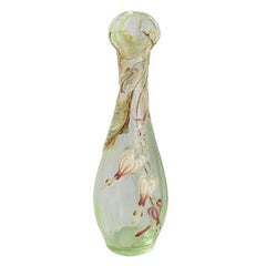 French Art Nouveau Cameo and Enamel Glass Vase by Emile Gallé