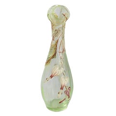 French Art Nouveau Cameo and Enamel Glass Vase by Emile Gallé