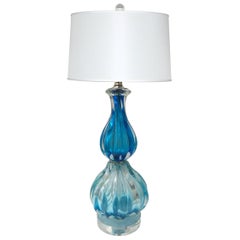 Mid-Century Murano Blue Glass Lamp by Seguso