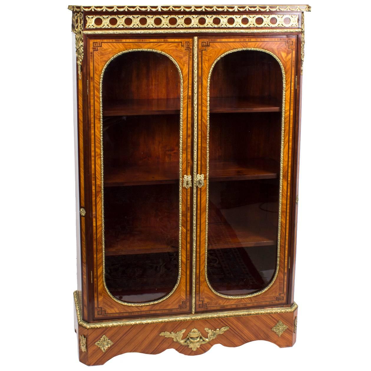 19th Century Victorian Burr Walnut Low Display Cabinet For Sale