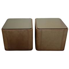Pair of Gray Leather Side Tables by De Sede, circa 1970