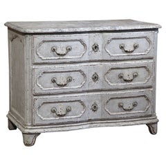 19th Century French Louis XIV Painted Three-Drawer Commode with Faux Marble Top
