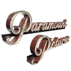 Historic Paramount Pictures Sign in Porcelain Enamel and Neon