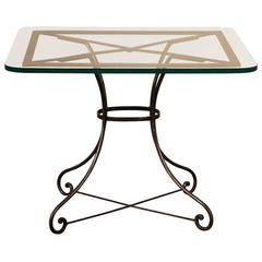 French Industrial Style Glass Top Breakfast Table