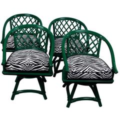 Ficks Reed Zebra Trellis Chairs, Set of Four