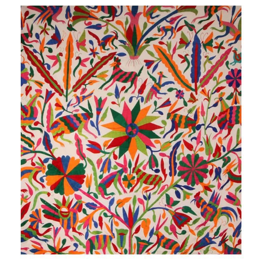 Traditional Mexican Hand Embroidered Folk Art Otomi