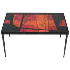 Enameled Lava Coffee Table by the French Ceramists Robert & Jean Cloutier, 1960