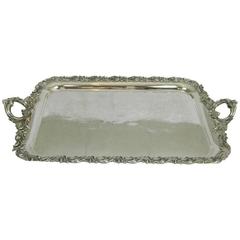 Large 19th Century Silver Plate Tray with Handles