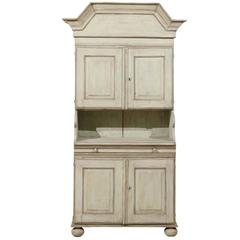 Swedish Baroque Style Cabinet with Square Bonnet and Bun Feet, Late 18th Century