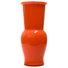 Scandinavian Modern Large Danish Red-Orange Glass Vase, 1960s
