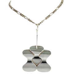Silver Scandinavian Modern Pendant and Chain from Hopeajaloste OY