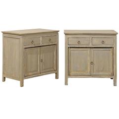 Pair of Two-Door Chests with Clean Lines and Round Hardware, Early 20th Century