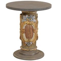 Italian 19th Century Round Marble-Top Drink Table with Wraparound Carving, Brown
