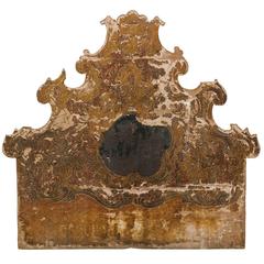 Ornately Carved Spanish Rococo Style Wood Headboard from the Early 19th Century