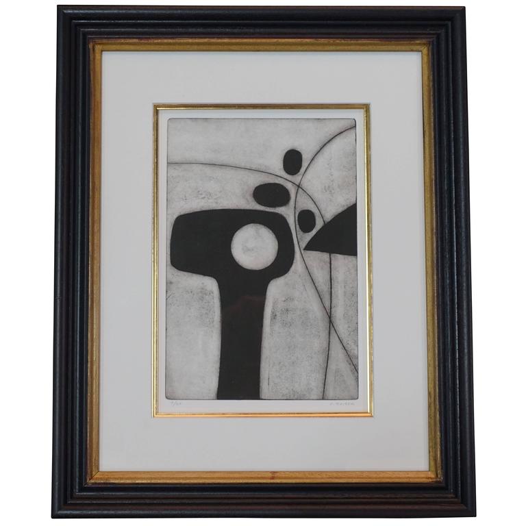 Black and White Abstract Etching by English Artist Oliver Gaiger, Contemporary For Sale