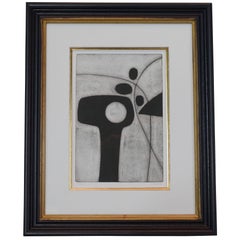 Black and White Abstract Etching by English Artist Oliver Gaiger, Contemporary