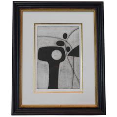 Black and White Abstract Etching by English Artist Oliver Gaiger, Contemporary 2