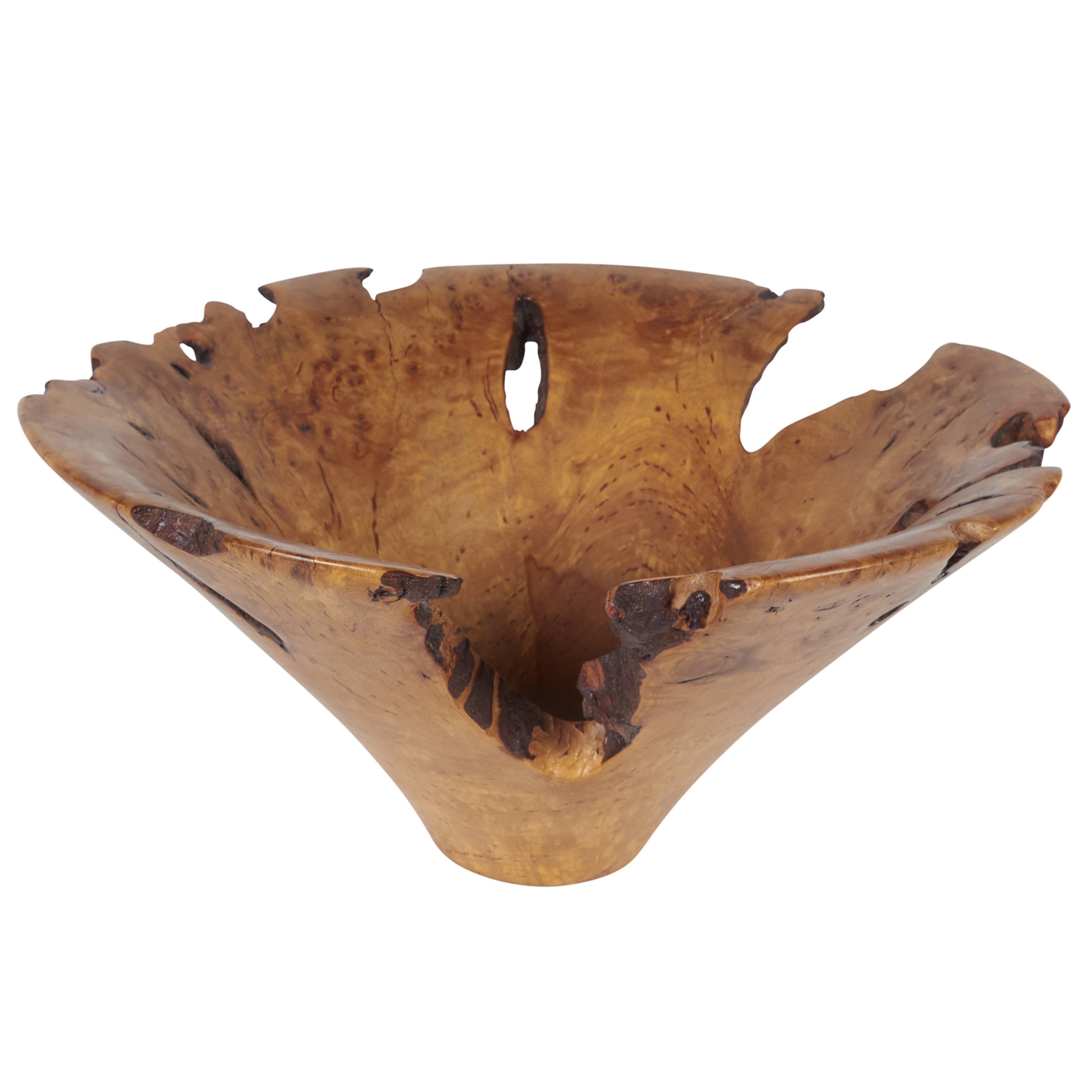 Melvin & Mark Lindquist Birch Root Turned Bowl, Signed & Dated 1986