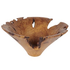 Melvin & Mark Lindquist Birch Root Turned Bowl, Signed & Dated 1986