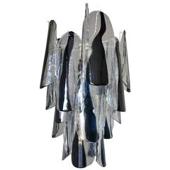 Italian Mid-Century Black and White Murano Glass Chandelier by Mazzega 4