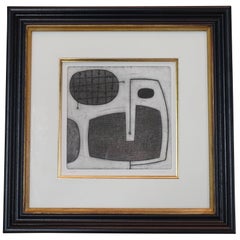 Black and White Abstract Etching by English Artist Oliver Gaiger, Contemporary