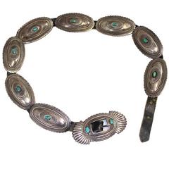 Kenneth Begay Navajo Native American Sterling Silver and Turquoise Concho Belt 9