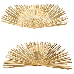 Antique Pair of Italian Gilded Wood Sunbursts from the Early 19th Century