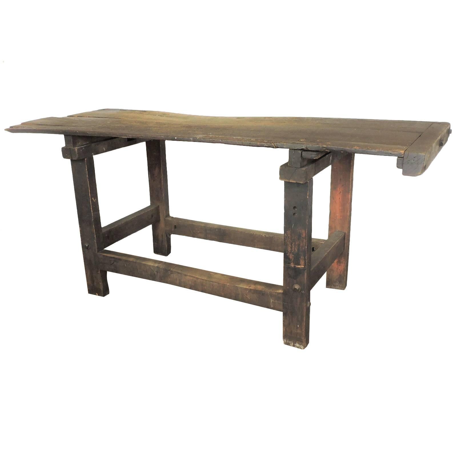 Antique American Industrial Carpenters Work Table Bench