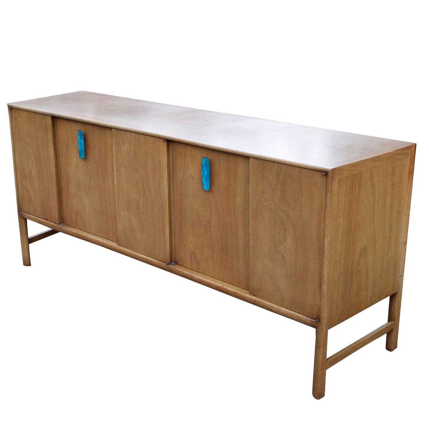 Ray sabota bleached mahogany topaz enamel handle credenza mid ...