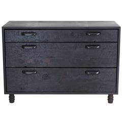 Charred Reclaimed Cedar Wood and Leather Wrapped Captain's Credenza 2