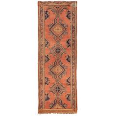 Orange and Blue Vintage Turkish Oushak Carpet Runner with Modern Style 4