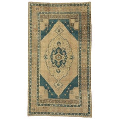 Tapis turc vintage Oushak avec style moderne du milieu du siècle dernier