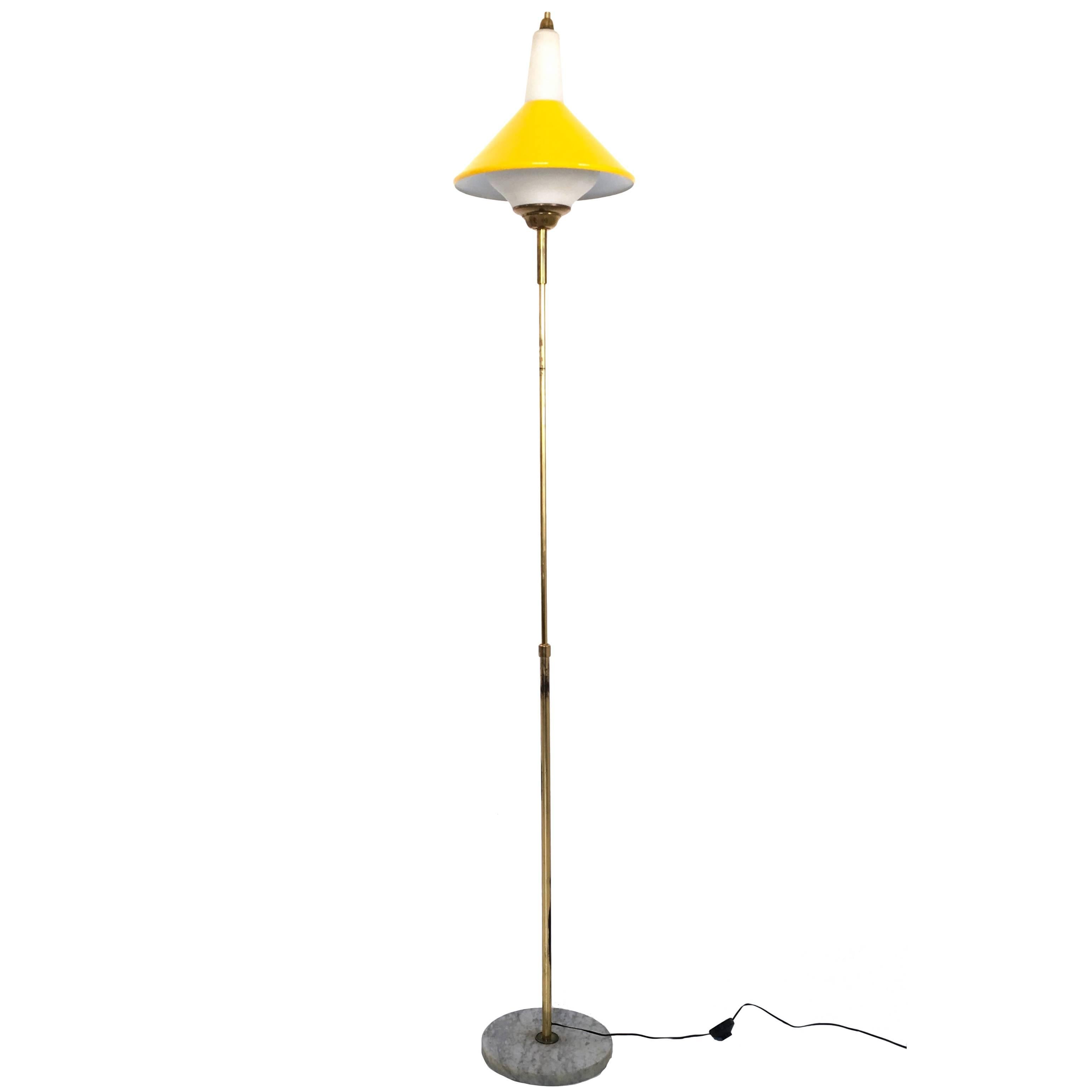 Metal, Brass and Marble Telescopic Floor Lamp, 1950s