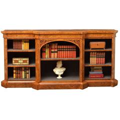 Superb Victorian Burl Walnut Open Bookcase