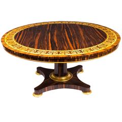 Antique Calamander and Marquetry Parcel Gilt Table