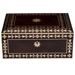 19th Century Brass Bound Rosewood Jewelry Box
