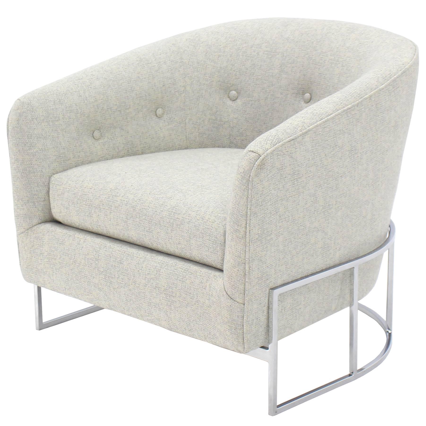 New Upholstery Barrel Back Lounge Chair by Milo Baughman