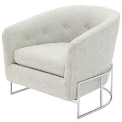 New Upholstery Barrel Back Lounge Chair by Milo Baughman 10