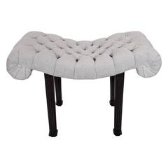1940s Hollywood Regency Scroll Design Button Tufted Bench by Grosfeld House 4